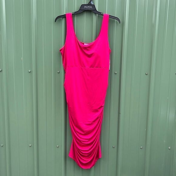 Sofia Womens Body Sculpting Ruched Tank Dress, Below Knee Length Size XXXL - Picture 1 of 6